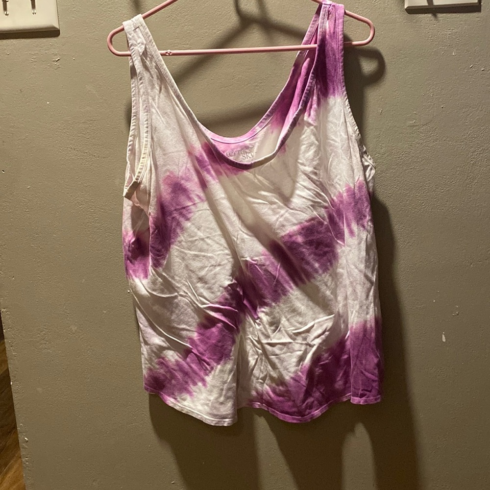 terra& sky purple and white tie dye women’s tank top size 1X